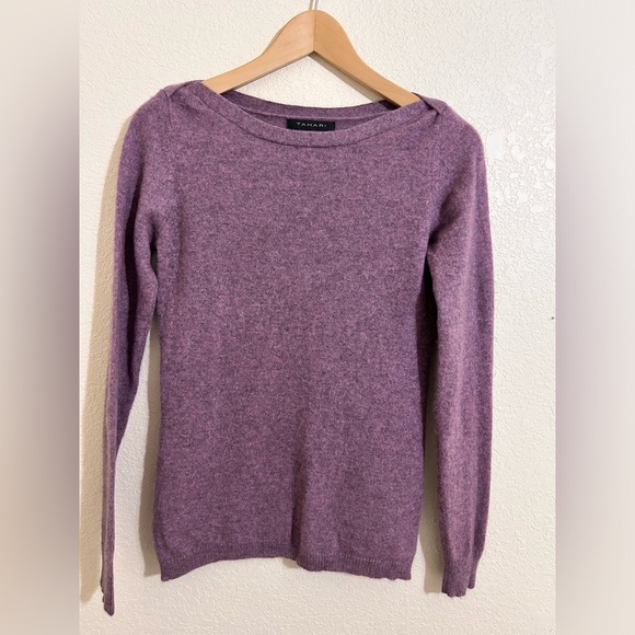 Tahari Tops - Tahari Purple Crew Neck Sweater with Elegant Texture  💯 CASHMERE